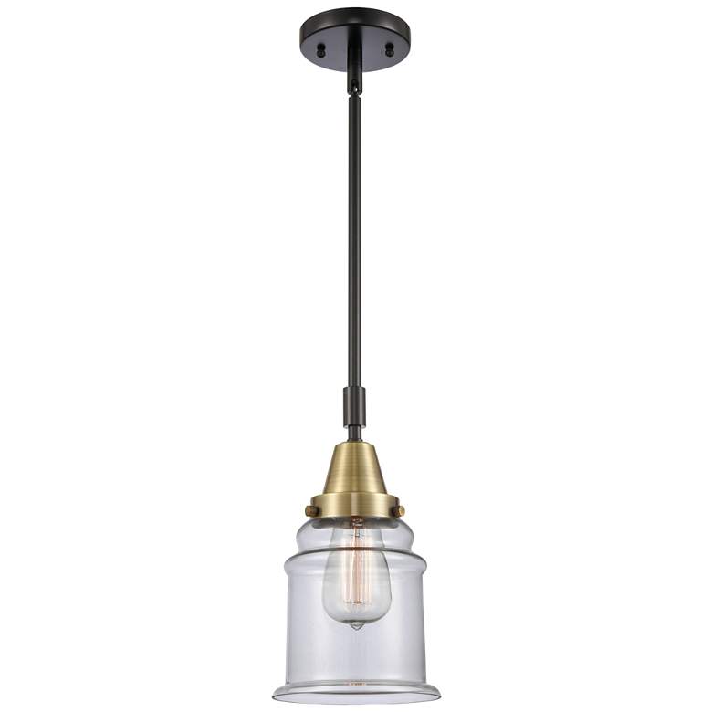 Image 1 Caden Canton 6.5" Wide Black Brass Stem Hung Mini Pendant w/ Clear Sha