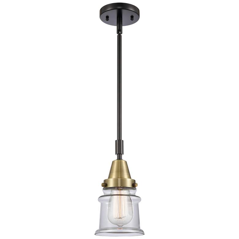 Image 1 Caden Canton 6.5" Wide Black Brass Stem Hung Mini Pendant w/ Clear Sha