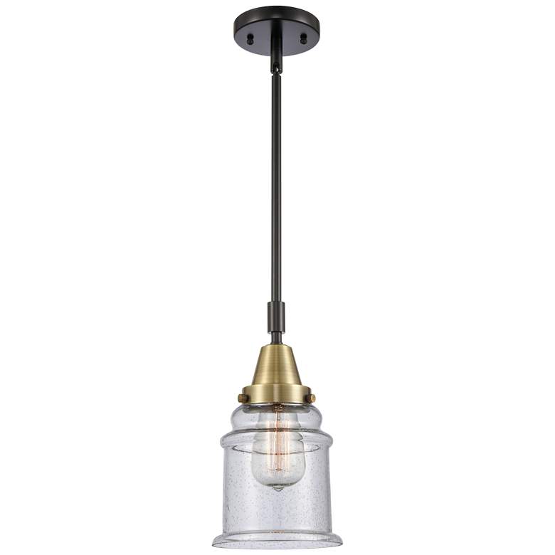 Image 1 Caden Canton 6.5" Wide Black Brass Stem Hung Mini Pendant w/ Seedy Sha