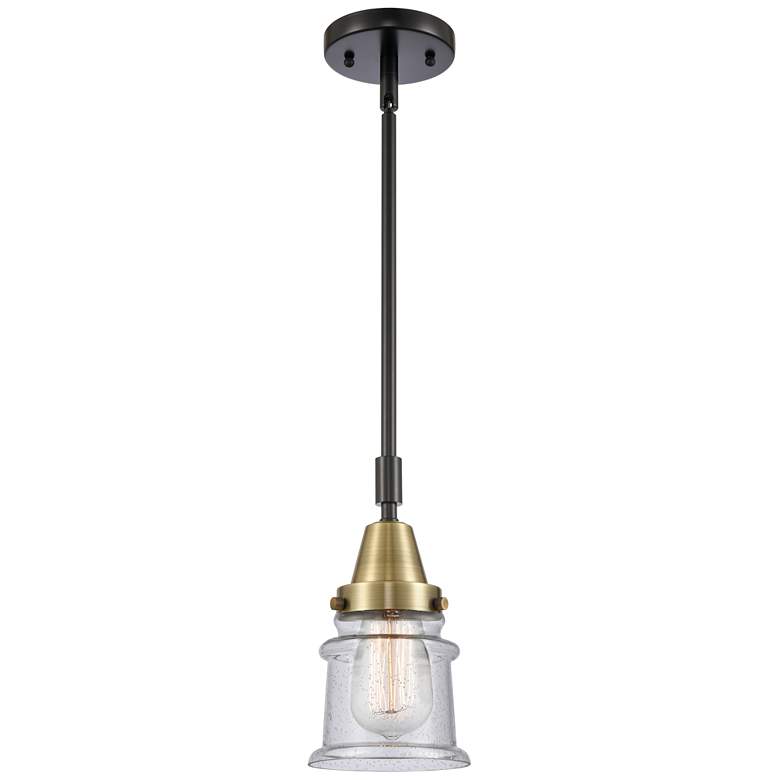Image 1 Caden Canton 6.5" Wide Black Brass Stem Hung Mini Pendant w/ Seedy Sha