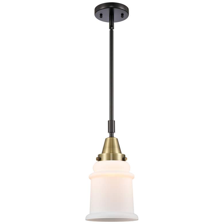Image 1 Caden Canton 6.5" Wide Black Brass Stem Hung Mini Pendant w/ White Sha