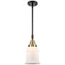 Caden Canton 6.5" Wide Black Brass Stem Hung Mini Pendant w/ White Sha