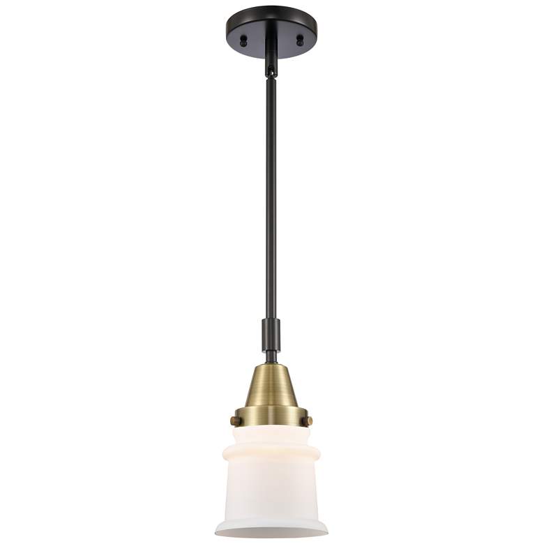 Image 1 Caden Canton 6.5" Wide Black Brass Stem Hung Mini Pendant w/ White Sha