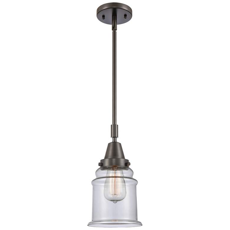Image 1 Caden Canton 6.5" Wide Bronze Stem Hung Mini Pendant w/ Clear Shade