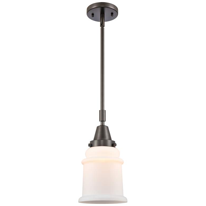 Image 1 Caden Canton 6.5" Wide Bronze Stem Hung Mini Pendant w/ Matte White Sh