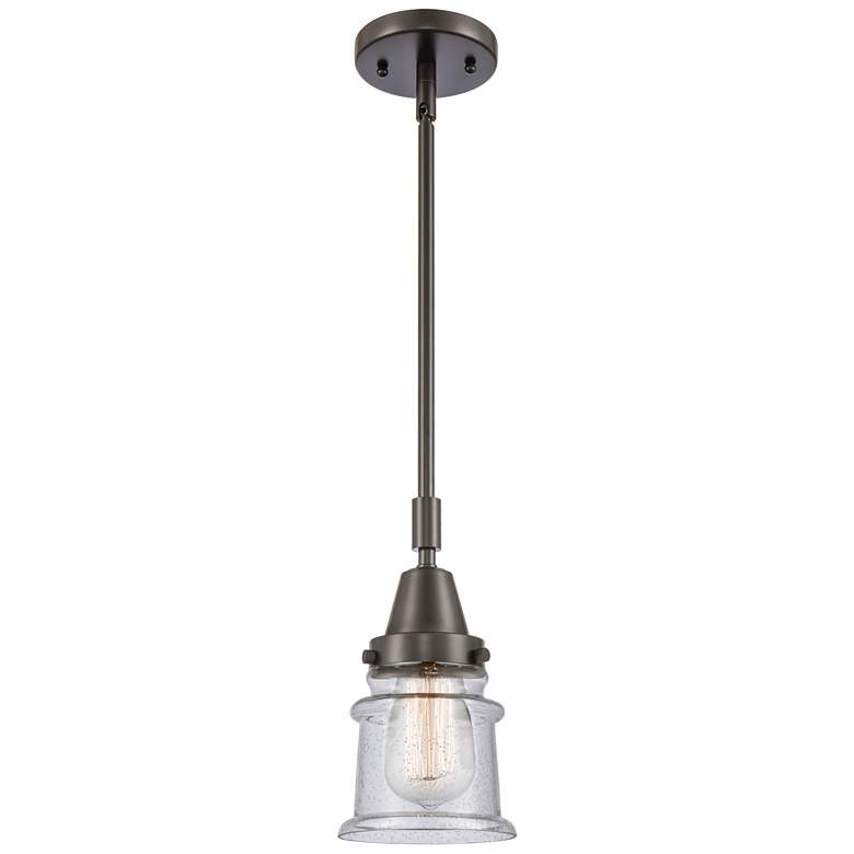 Image 1 Caden Canton 6.5" Wide Bronze Stem Hung Mini Pendant w/ Seedy Shade