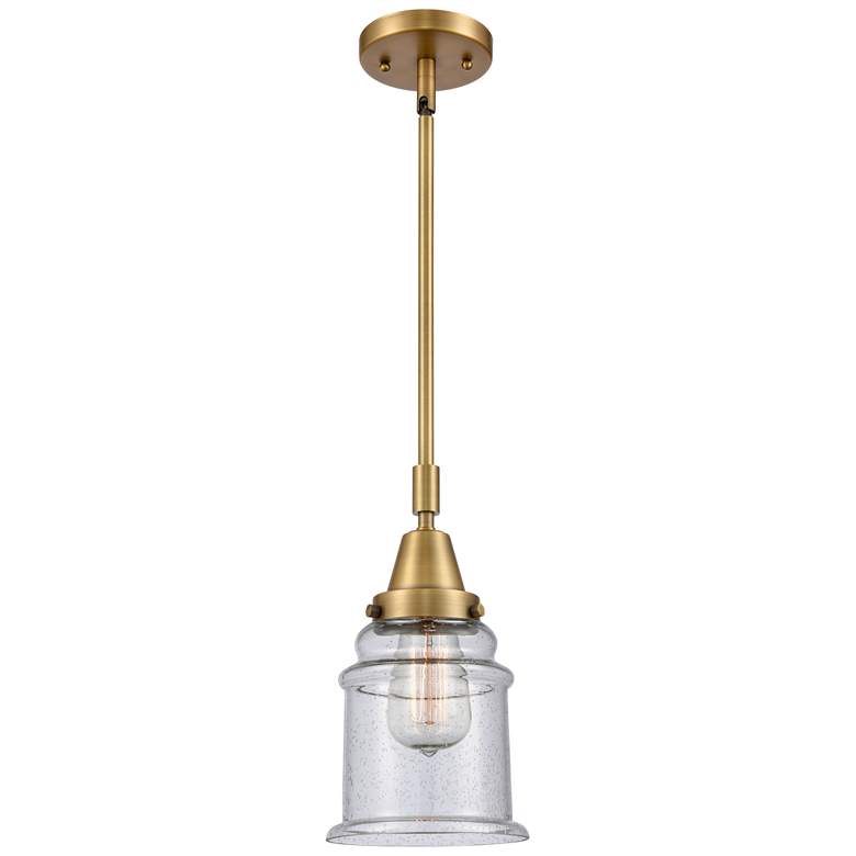 Image 1 Caden Canton 6.5" Wide Brushed Brass Stem Hung Mini Pendant w/ Seedy S