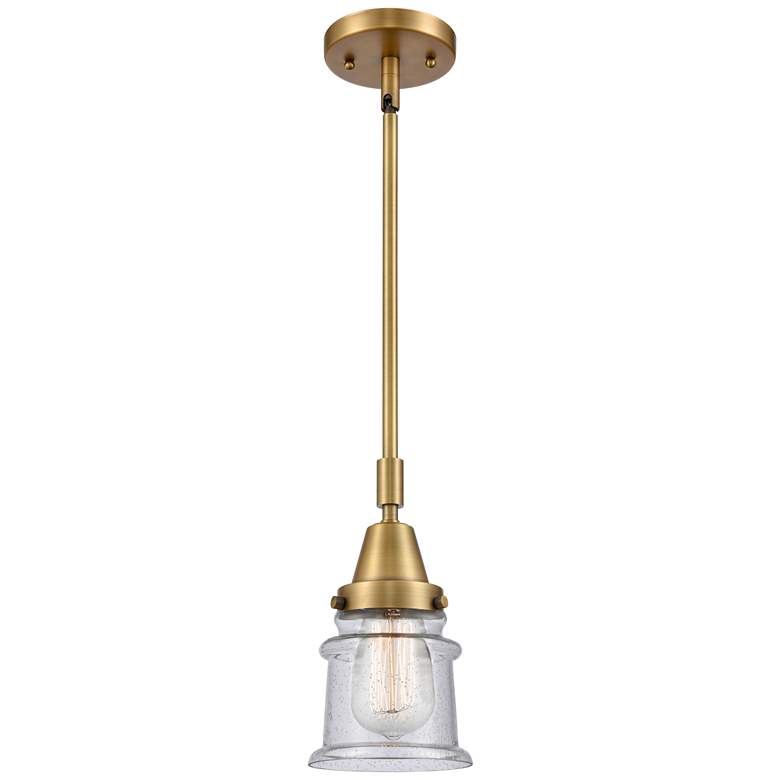 Image 1 Caden Canton 6.5" Wide Brushed Brass Stem Hung Mini Pendant w/ Seedy S