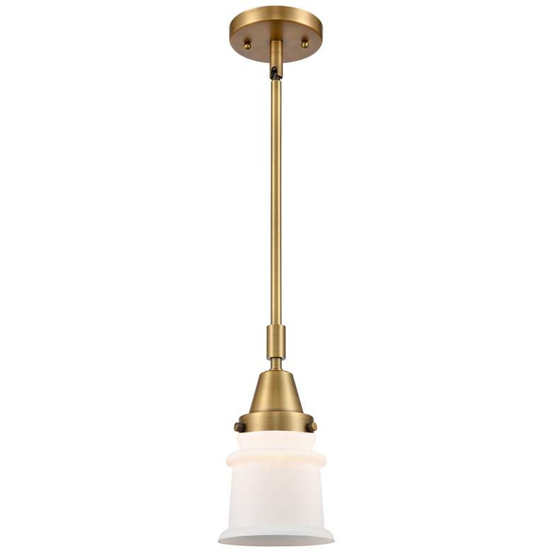 Image 1 Caden Canton 6.5" Wide Brushed Brass Stem Hung Mini Pendant w/ White S