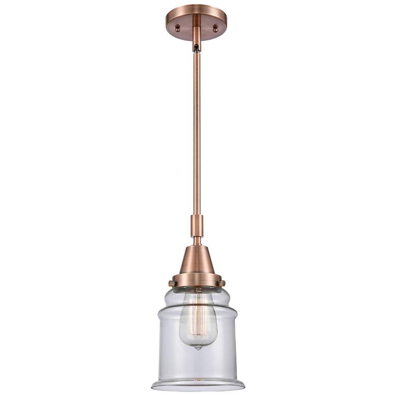 Image 1 Caden Canton 6.5" Wide Copper Stem Hung Mini Pendant w/ Clear Shade