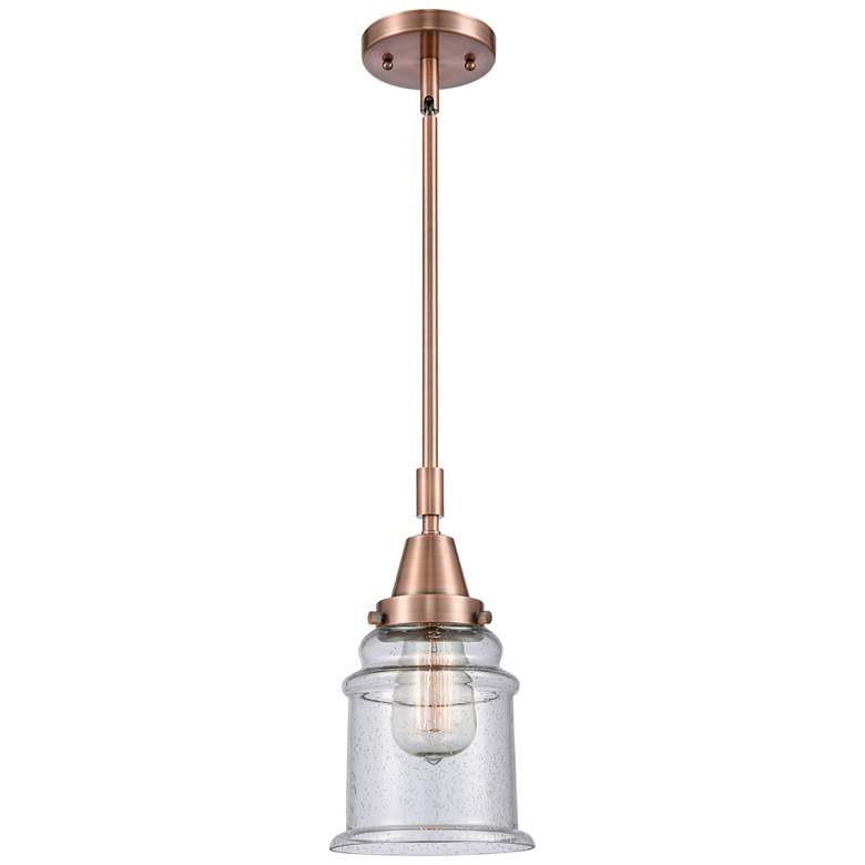 Image 1 Caden Canton 6.5" Wide Copper Stem Hung Mini Pendant w/ Seedy Shade