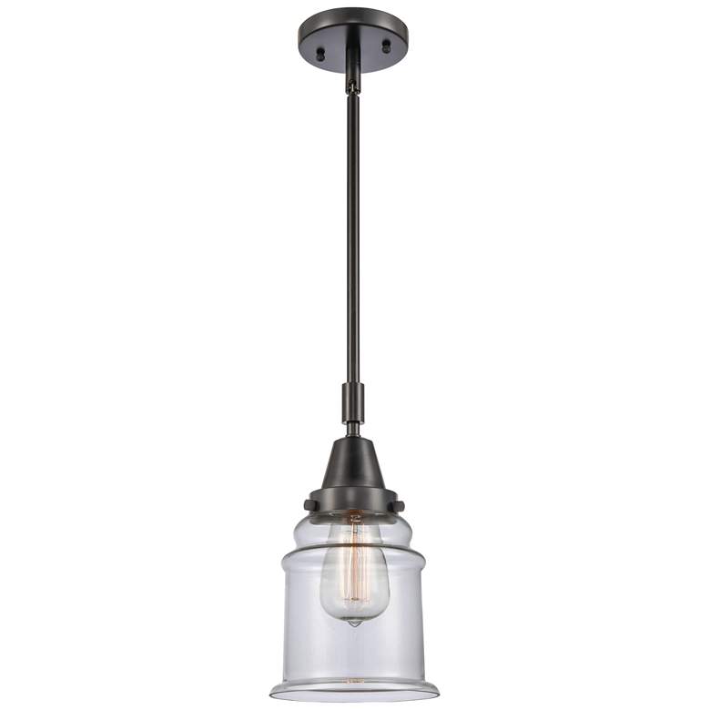 Image 1 Caden Canton 6.5" Wide Matte Black Stem Hung Mini Pendant w/ Clear Sha