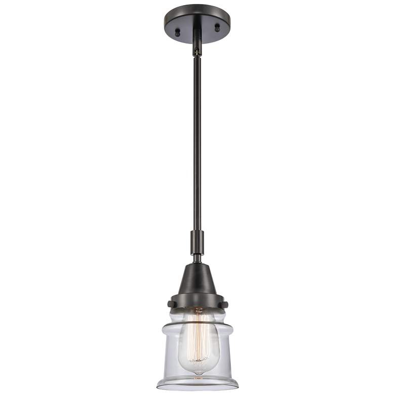 Image 1 Caden Canton 6.5" Wide Matte Black Stem Hung Mini Pendant w/ Clear Sha
