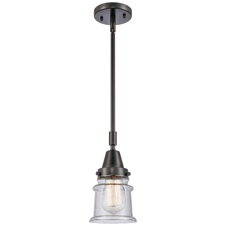 Image 1 Caden Canton 6.5" Wide Matte Black Stem Hung Mini Pendant w/ Seedy Sha