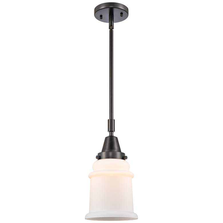 Image 1 Caden Canton 6.5" Wide Matte Black Stem Hung Mini Pendant w/ White Sha