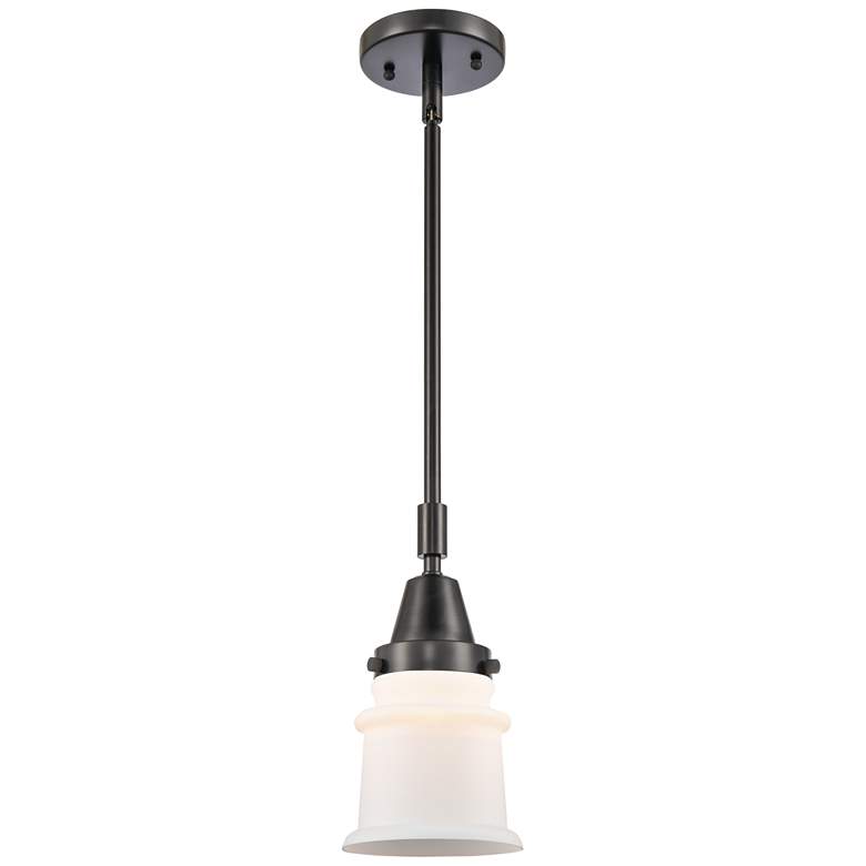 Image 1 Caden Canton 6.5" Wide Matte Black Stem Hung Mini Pendant w/ White Sha