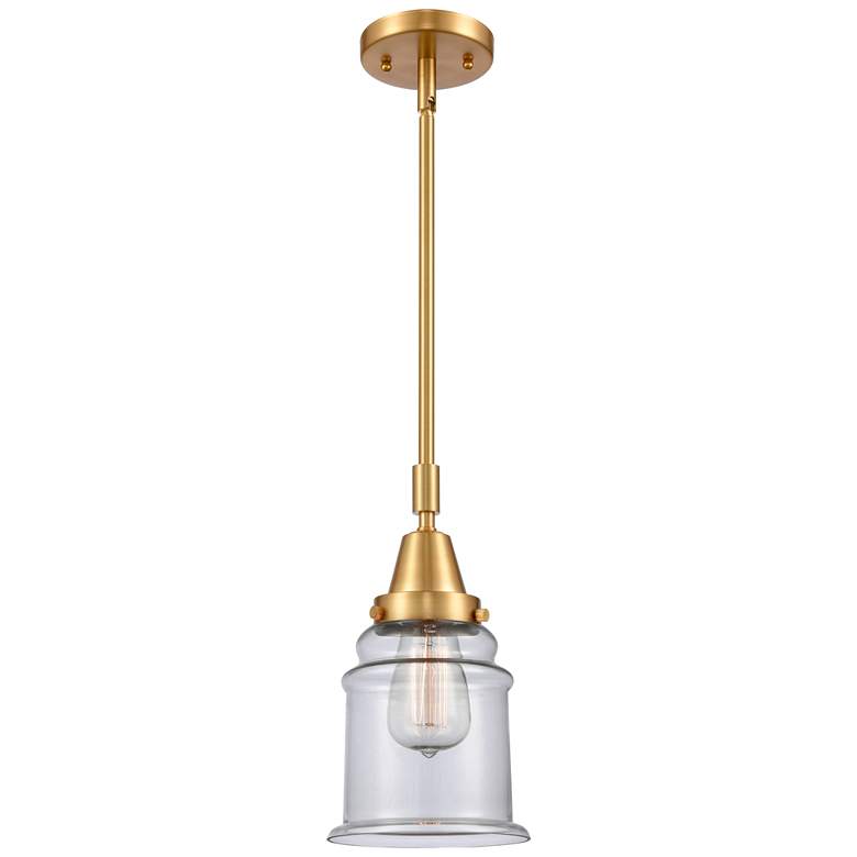 Image 1 Caden Canton 6.5" Wide Satin Gold Stem Hung Mini Pendant w/ Clear Shad