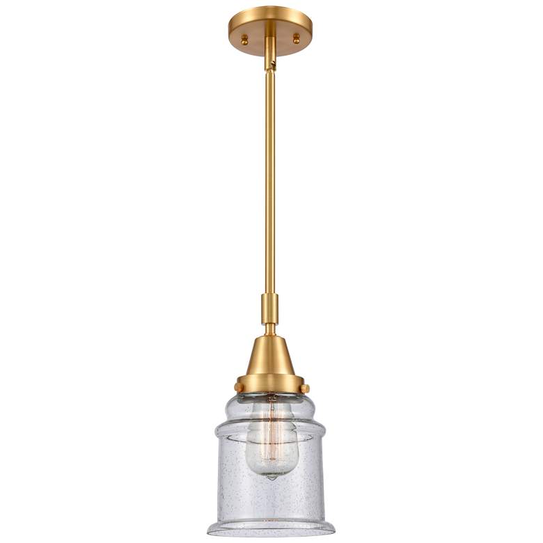 Image 1 Caden Canton 6.5" Wide Satin Gold Stem Hung Mini Pendant w/ Seedy Shad