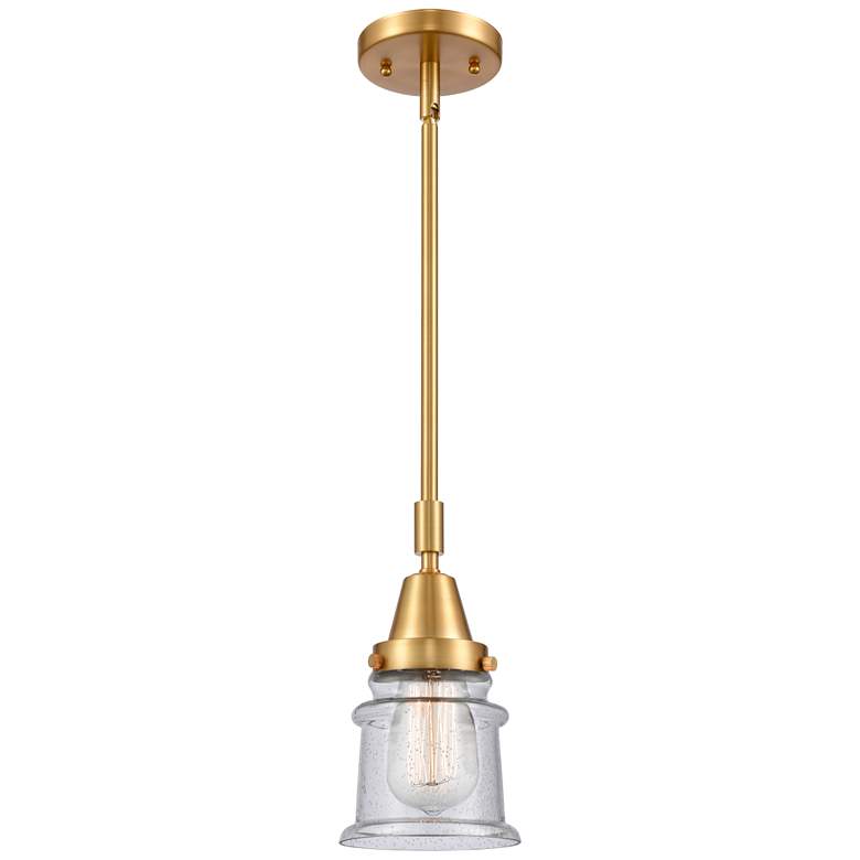 Image 1 Caden Canton 6.5" Wide Satin Gold Stem Hung Mini Pendant w/ Seedy Shad