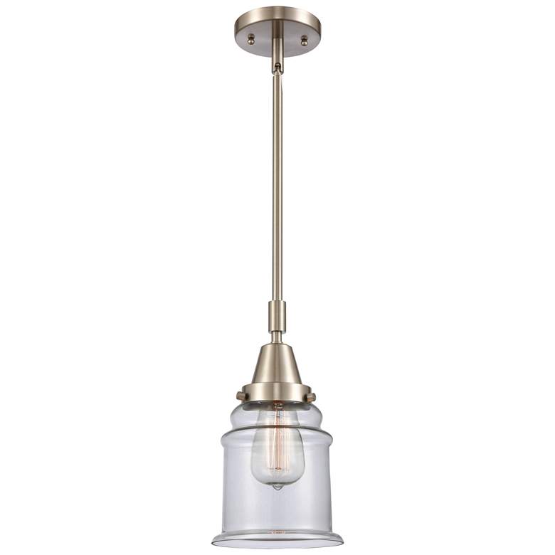 Image 1 Caden Canton 6.5"W Brushed Nickel Stem Hung Mini Pendant w/ Clear Shad