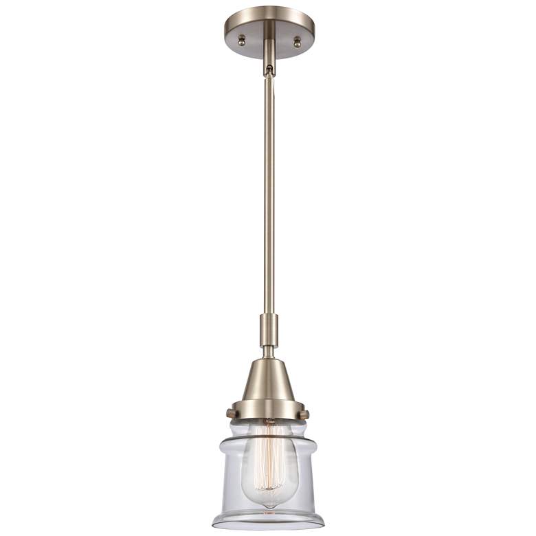 Image 1 Caden Canton 6.5"W Brushed Nickel Stem Hung Mini Pendant w/ Clear Shad
