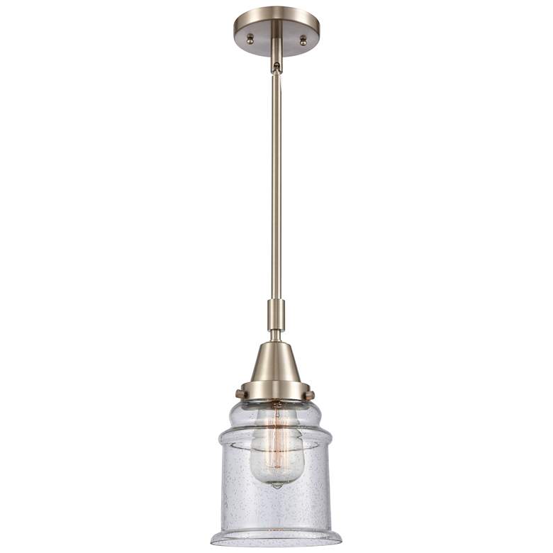 Image 1 Caden Canton 6.5"W Brushed Nickel Stem Hung Mini Pendant w/ Seedy Shad