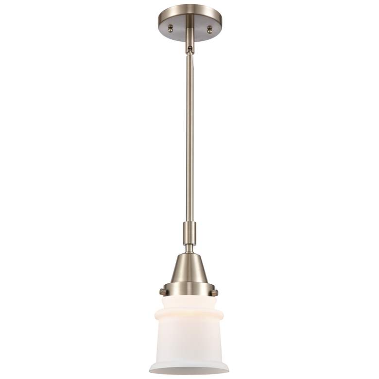 Image 1 Caden Canton 6.5"W Brushed Nickel Stem Hung Mini Pendant w/ White Shad