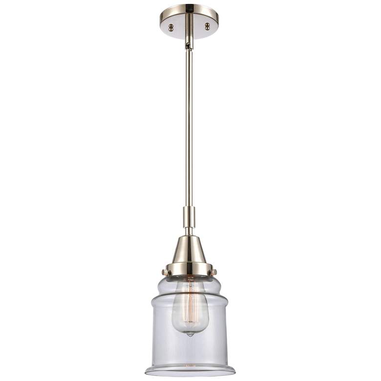 Image 1 Caden Canton 6.5"W Polished Nickel Stem Hung Mini Pendant w/ Clear Sha