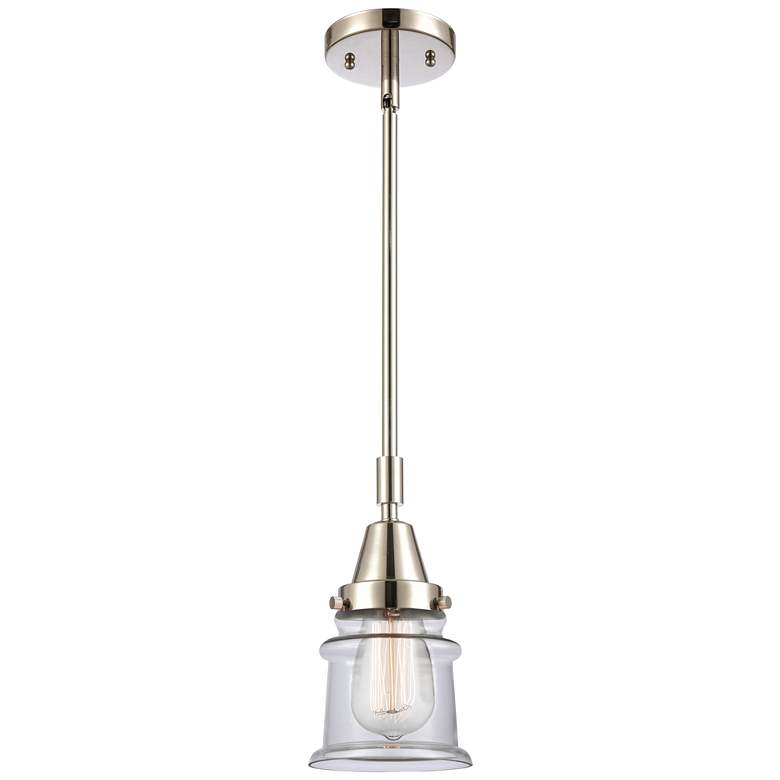 Image 1 Caden Canton 6.5"W Polished Nickel Stem Hung Mini Pendant w/ Clear Sha