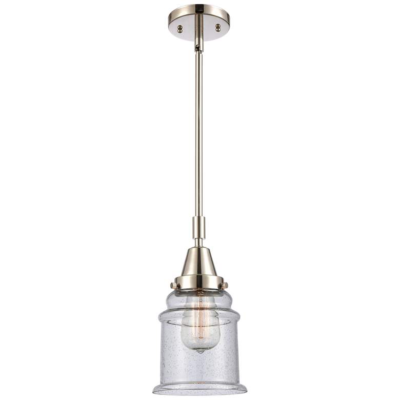 Image 1 Caden Canton 6.5"W Polished Nickel Stem Hung Mini Pendant w/ Seedy Sha