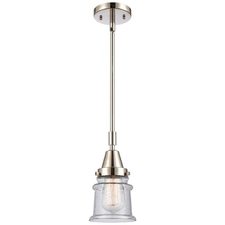 Image 1 Caden Canton 6.5"W Polished Nickel Stem Hung Mini Pendant w/ Seedy Sha