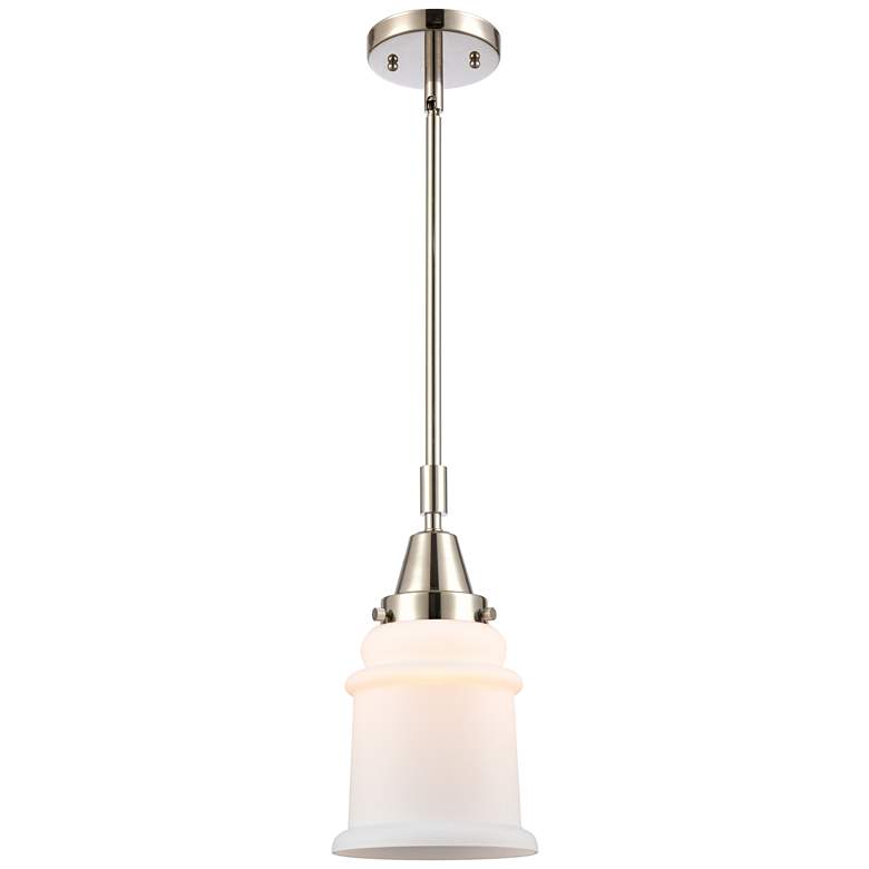 Image 1 Caden Canton 6.5"W Polished Nickel Stem Hung Mini Pendant w/ White Sha