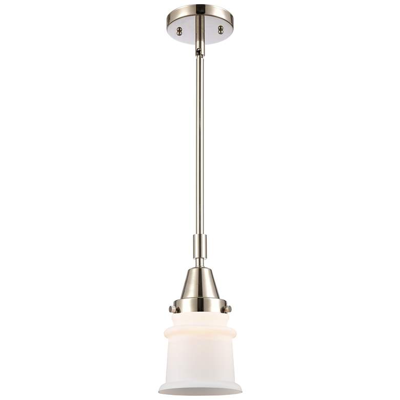 Image 1 Caden Canton 6.5"W Polished Nickel Stem Hung Mini Pendant w/ White Sha