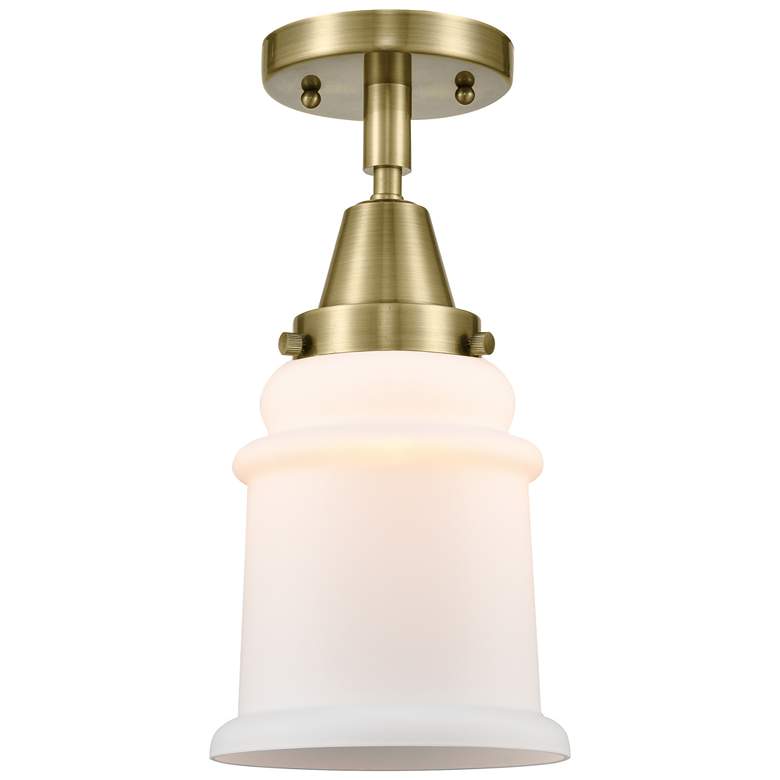 Image 1 Caden Canton 6" Wide Antique Brass Flush Mount With Matte White Shade