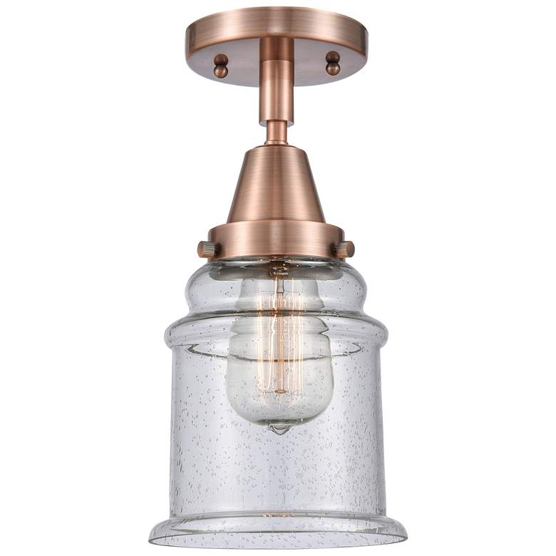 Image 1 Caden Canton 6" Wide Antique Copper Flush Mount With Seedy Shade