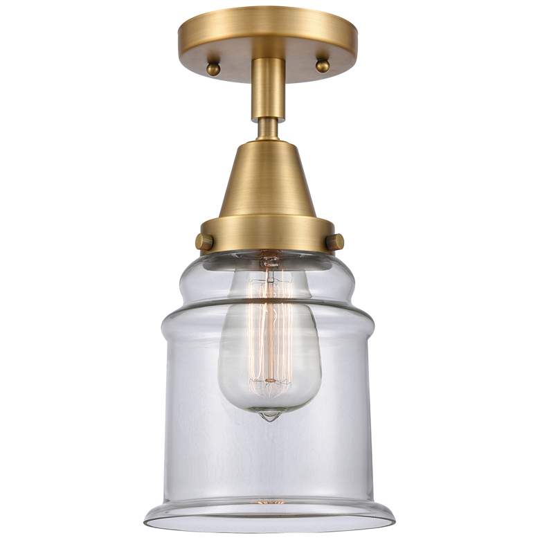 Image 1 Caden Canton 6" Wide Brushed Brass Flush Mount With Clear Shade