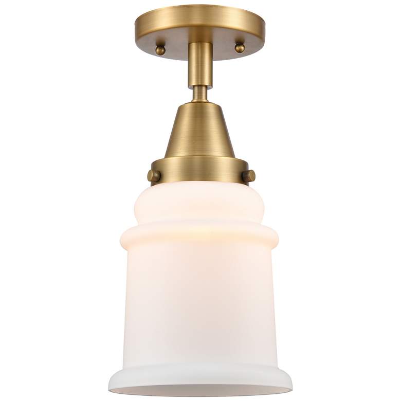 Image 1 Caden Canton 6" Wide Brushed Brass Flush Mount With Matte White Shade