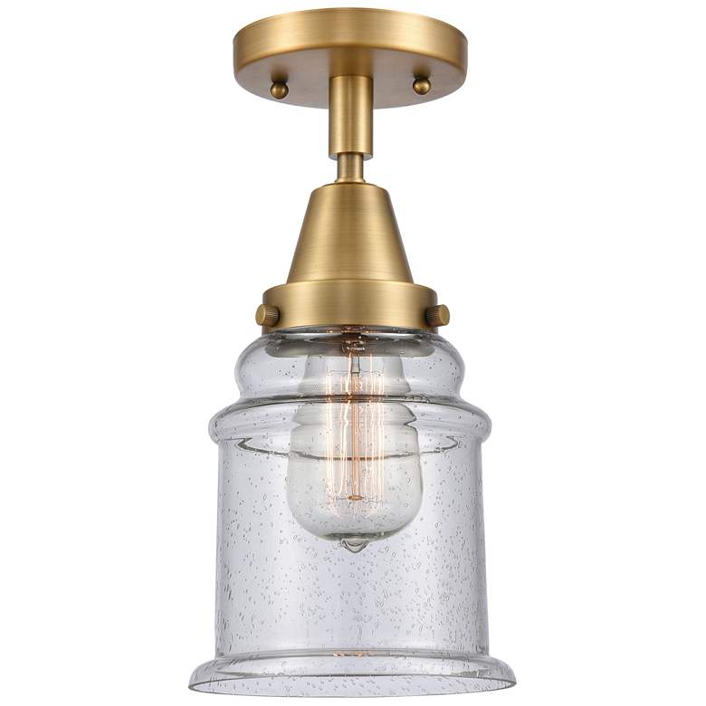 Image 1 Caden Canton 6" Wide Brushed Brass Flush Mount With Seedy Shade