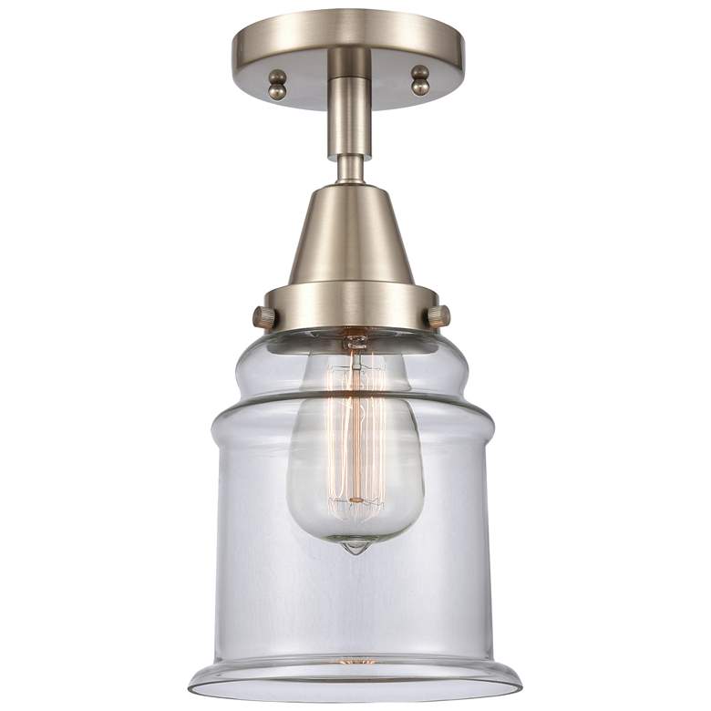 Image 1 Caden Canton 6" Wide Brushed Satin Nickel Flush Mount With Clear Shade