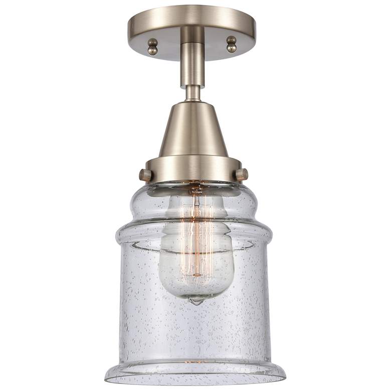 Image 1 Caden Canton 6" Wide Brushed Satin Nickel Flush Mount With Seedy Shade