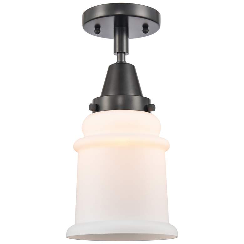 Image 1 Caden Canton 6" Wide Matte Black Flush Mount With Matte White Shade