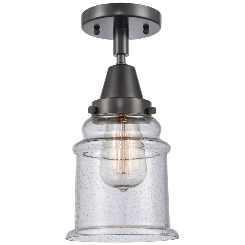 Image 1 Caden Canton 6" Wide Matte Black Flush Mount With Seedy Shade