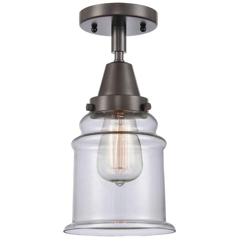Image 1 Caden Canton 6" Wide Oil Rubbed Bronze Flush Mount With Clear Shade