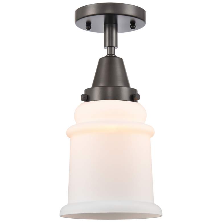 Image 1 Caden Canton 6" Wide Oil Rubbed Bronze Flush Mount With Matte White Sh