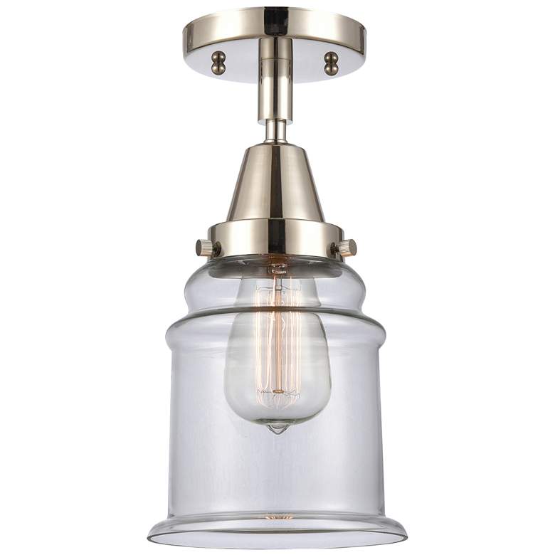 Image 1 Caden Canton 6" Wide Polished Nickel Flush Mount With Clear Shade