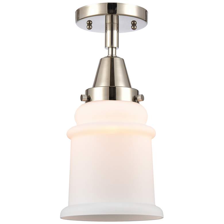 Image 1 Caden Canton 6" Wide Polished Nickel Flush Mount With Matte White Shad