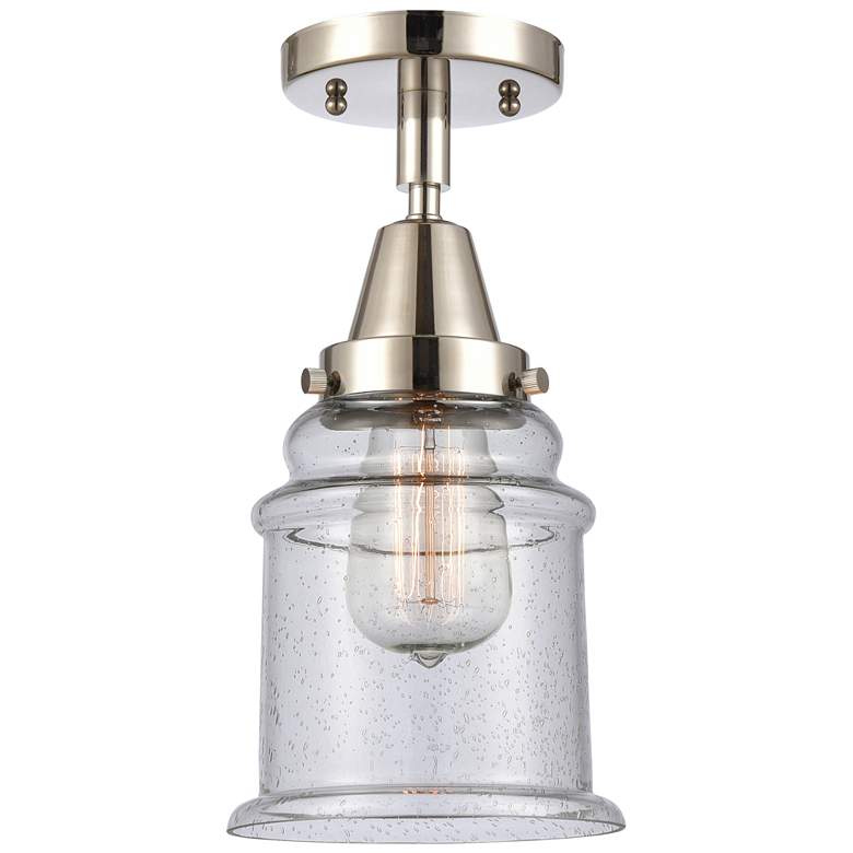 Image 1 Caden Canton 6" Wide Polished Nickel Flush Mount With Seedy Shade