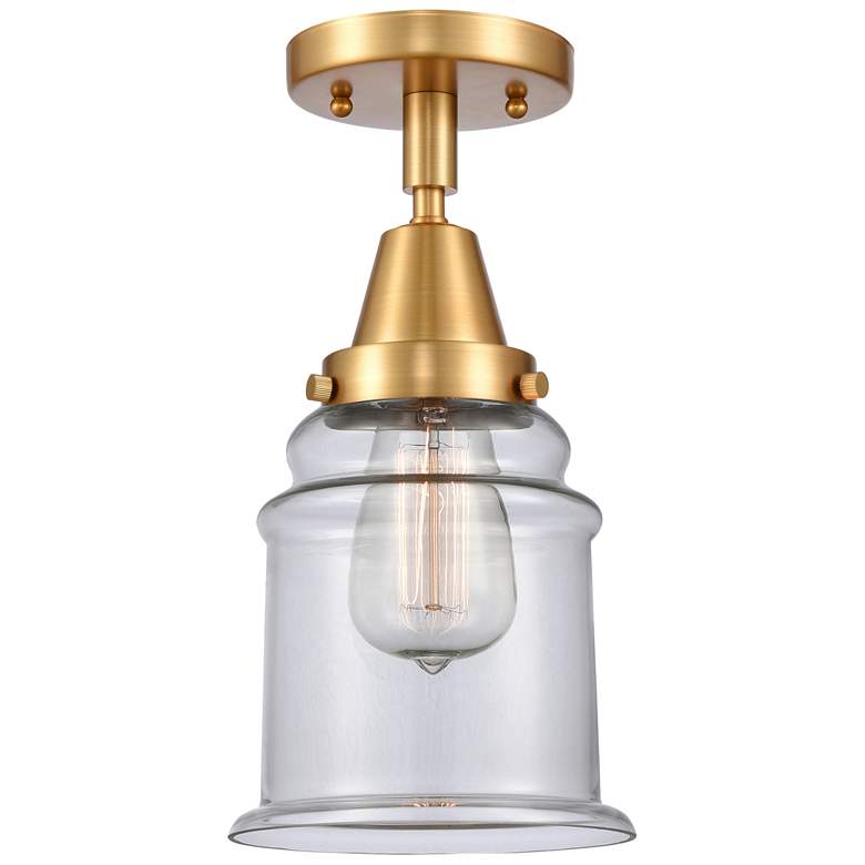 Image 1 Caden Canton 6" Wide Satin Gold Flush Mount With Clear Shade