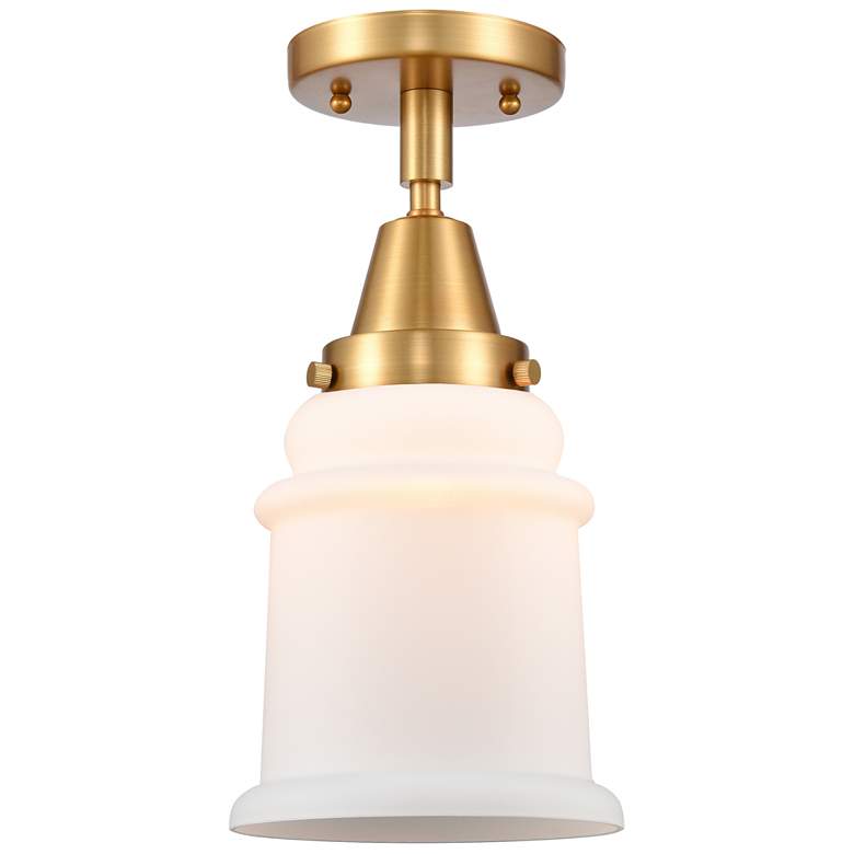 Image 1 Caden Canton 6" Wide Satin Gold Flush Mount With Matte White Shade