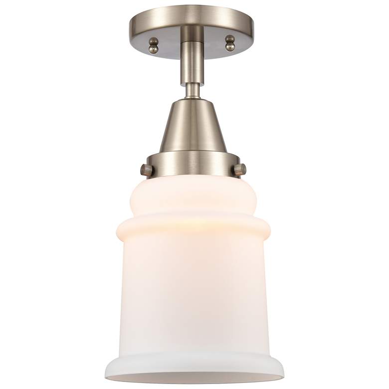 Image 1 Caden Canton 6"W Brushed Satin Nickel Flush Mount w/ Matte White Shade